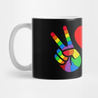 LGBT Peace and Love Rainbow design Mug